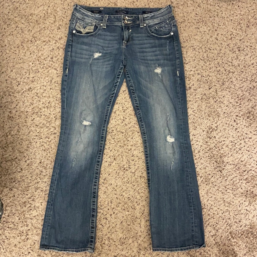 Vigoss medium wash Chelsea slim boot cut jeans
